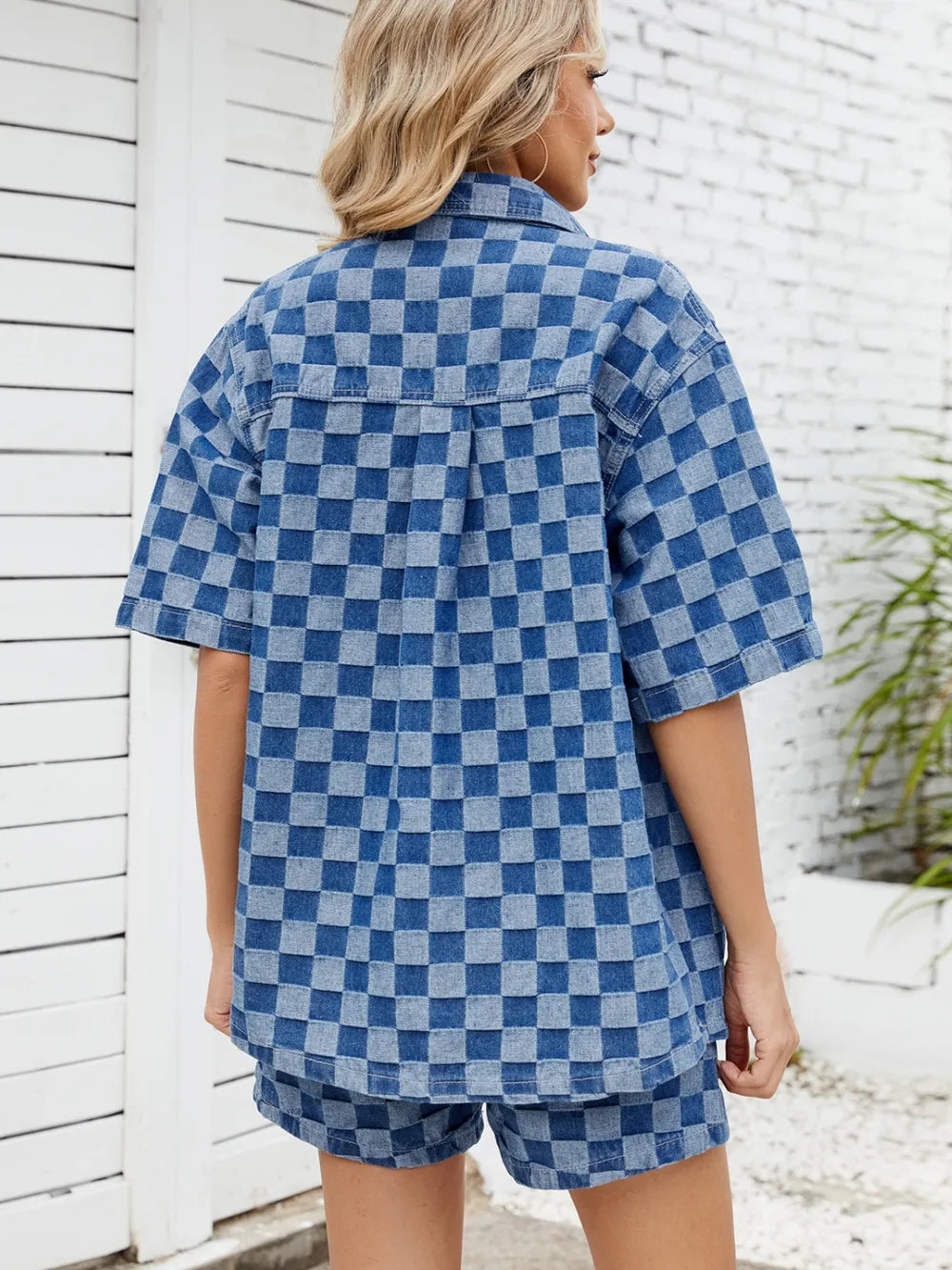 Checkered Shirt and Shorts Denim Set - Premium Women / Jeans & Denim from Trendsi - Just $69.06! Shop now at Handbags Specialist Headquarter