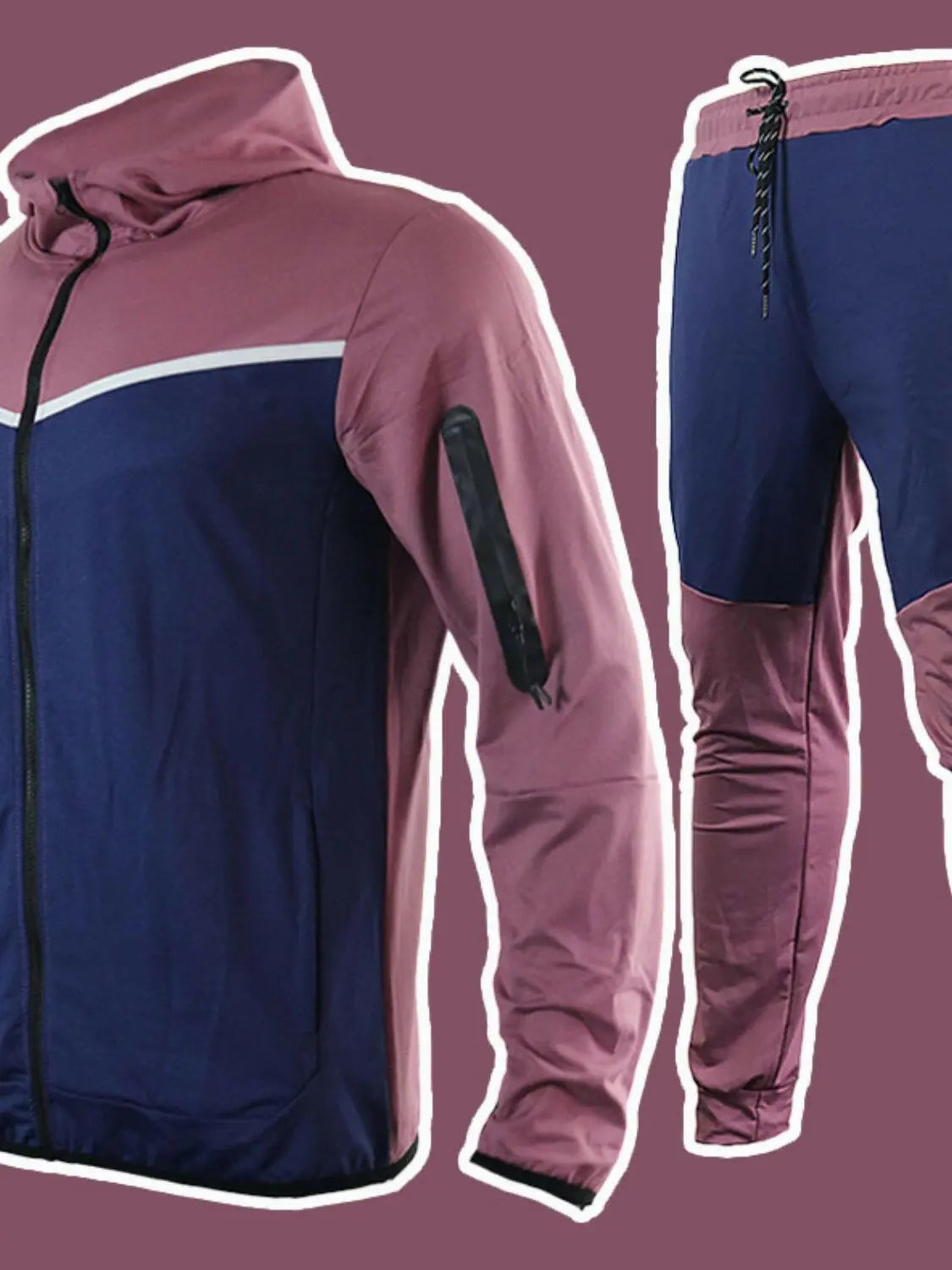 Men's Full Size Zip Up Top and Pants Set Plus Size.