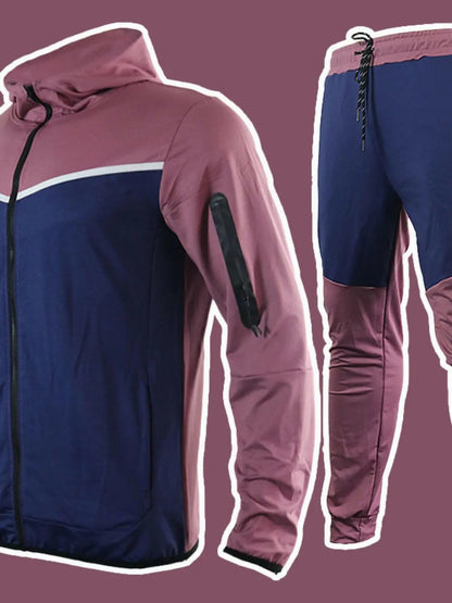 Men's Full Size Zip Up Top and Pants Set Plus Size.