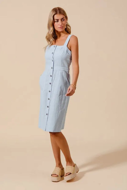 SO ME Button Down Pocket Front Pinafore Dress - Premium Women / Jeans & Denim from Trendsi - Just $52.06! Shop now at Handbags Specialist Headquarter