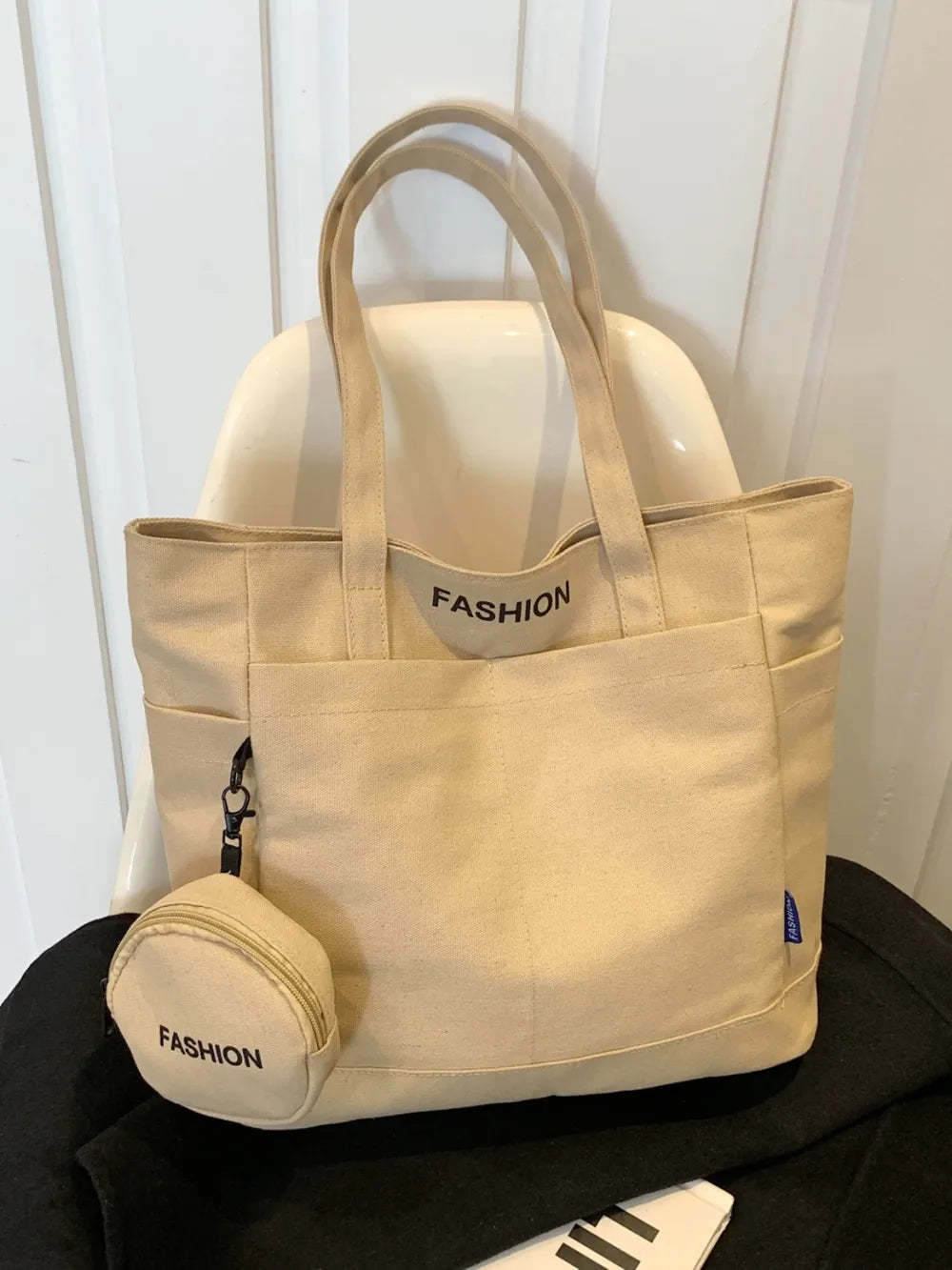 Canvas Tote Bag with Pouch - Premium Tote Bag from Trendsi - Just $39.99! Shop now at Handbags Specialist Headquarter