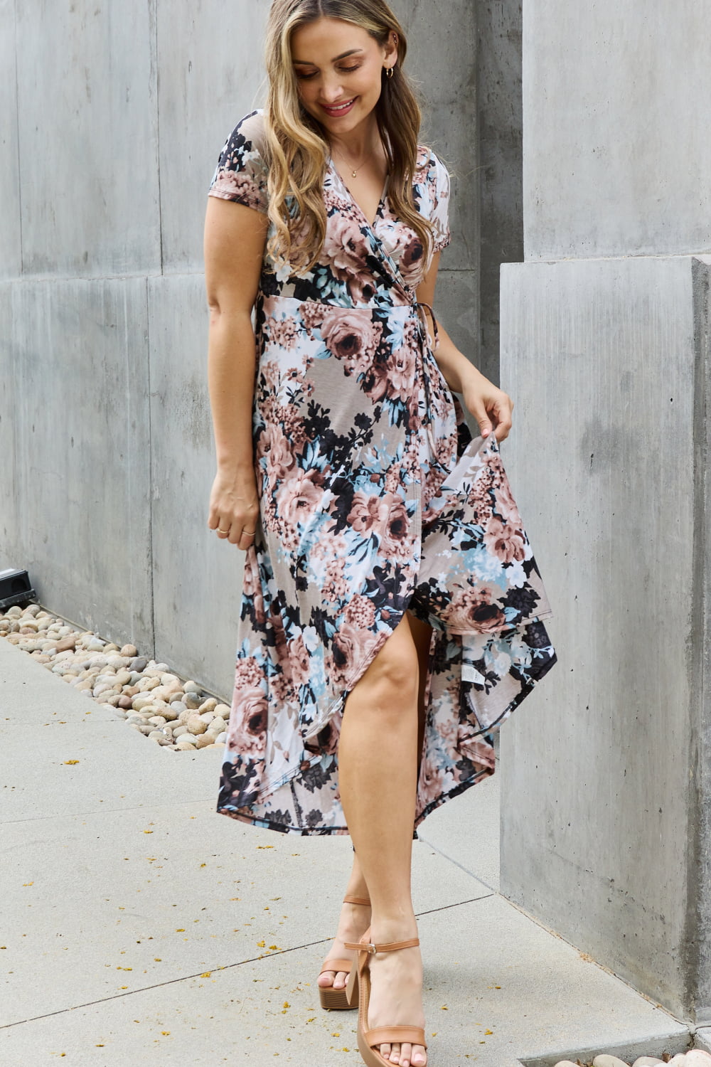 Heimish Give Me Roses Full Size Floral Maxi Wrap Dress - Premium Dresses from Trendsi - Just $30.99! Shop now at Handbags Specialist Headquarter