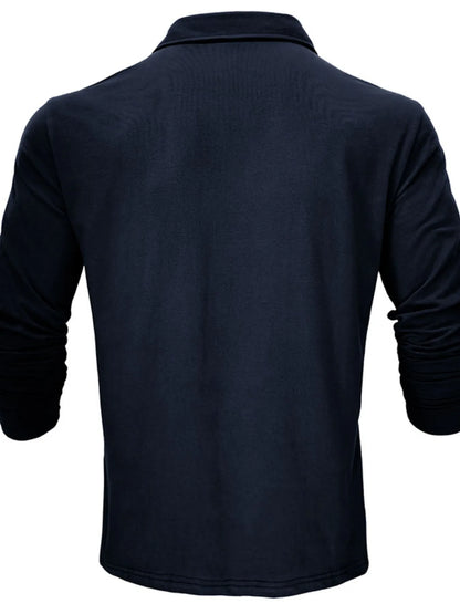 Men's Collared Neck Long Sleeve Polo - Premium Men's Polo shirt from Trendsi - Just $43.99! Shop now at Handbags Specialist Headquarter