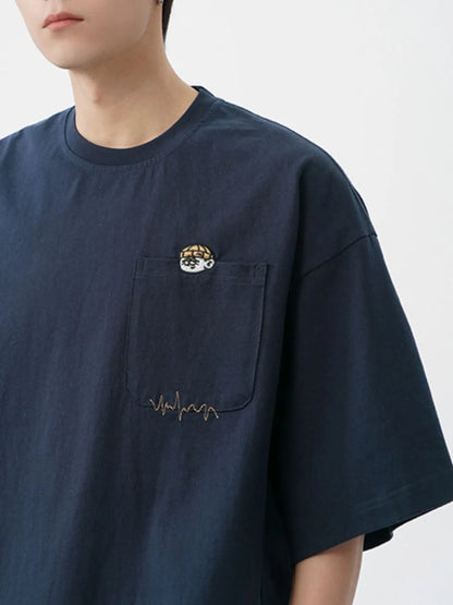 Men's Plus Size Round Neck Embroidered T-Shirt - Premium Men's T-Shirt from Trendsi - Just $30.99! Shop now at Handbags Specialist Headquarter