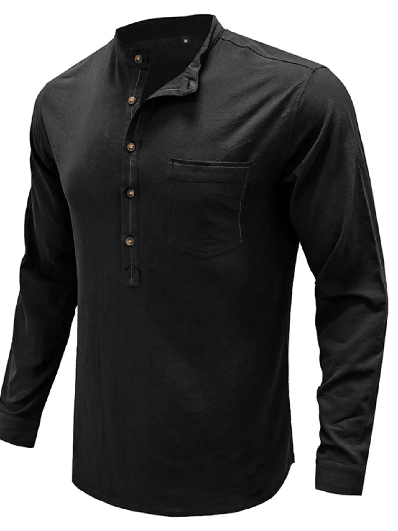 Men's Button Detail Long Sleeve Polo Shirt - Premium Men's Polo shirt from Trendsi - Just $43.99! Shop now at Handbags Specialist Headquarter