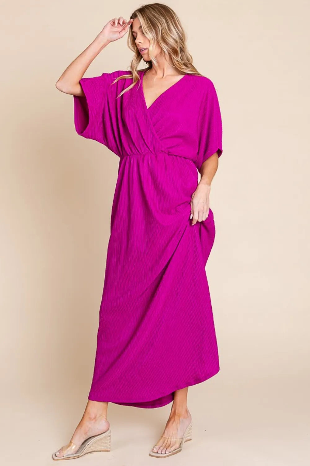 BOMBOM Surplice Maxi Dress with Pockets - Premium Maxi Dress from Trendsi - Just $50.99! Shop now at Handbags Specialist Headquarter