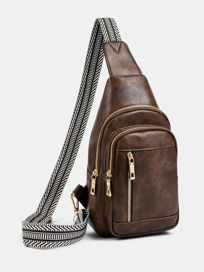 PU Leather Adjustable Strap Crossbody Bag - Premium Crossbody Bag from Trendsi - Just $37.99! Shop now at Handbags Specialist Headquarter