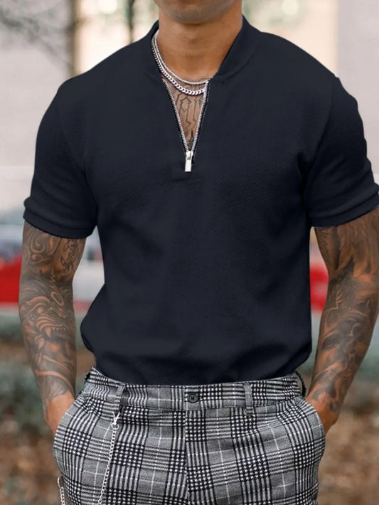 Men's Full Size Baseball Collar Solid Polo Plus Size - Premium Men's Shirts from Trendsi - Just $34.86! Shop now at Handbags Specialist Headquarter