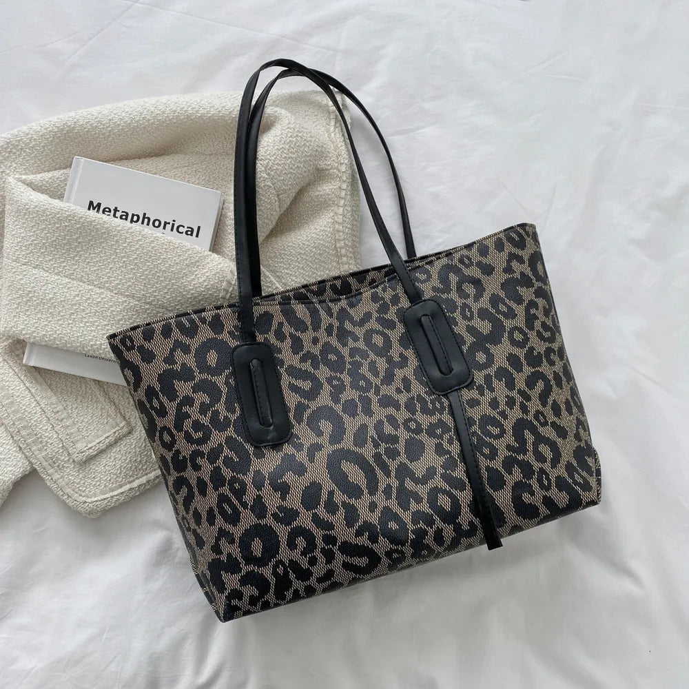 PU Leather Leopard Tote Bag - Premium Tote Bag from Trendsi - Just $39.99! Shop now at Handbags Specialist Headquarter