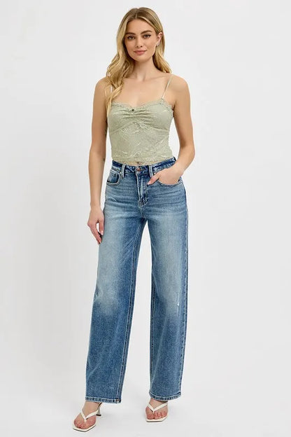 RISEN Full Size Distressed Wide Leg Jeans Plus Size - Premium Women / Jeans & Denim from Trendsi - Just $57.99! Shop now at Handbags Specialist Headquarter