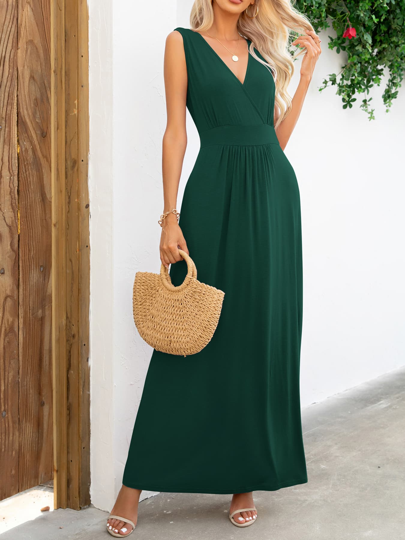 Surplice Neck Sleeveless Maxi Dress - Premium Maxi Dress from Trendsi - Just $38.99! Shop now at Handbags Specialist Headquarter