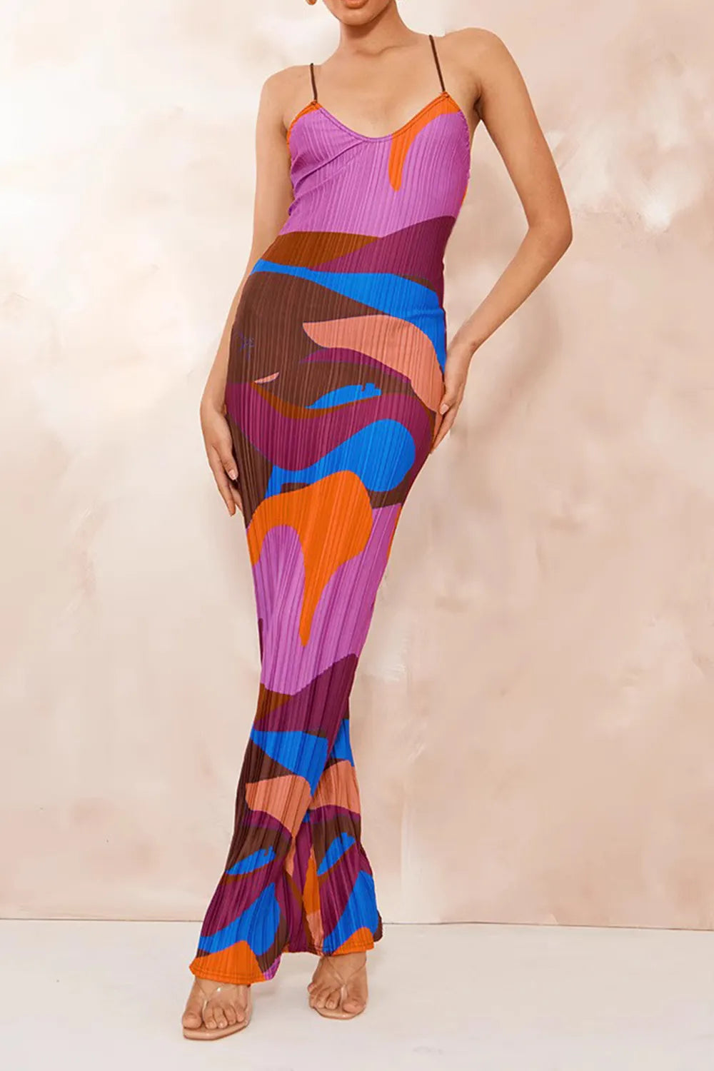 Backless Printed Maxi Cami Dress - Premium Maxi Dress from Trendsi - Just $24.99! Shop now at Handbags Specialist Headquarter