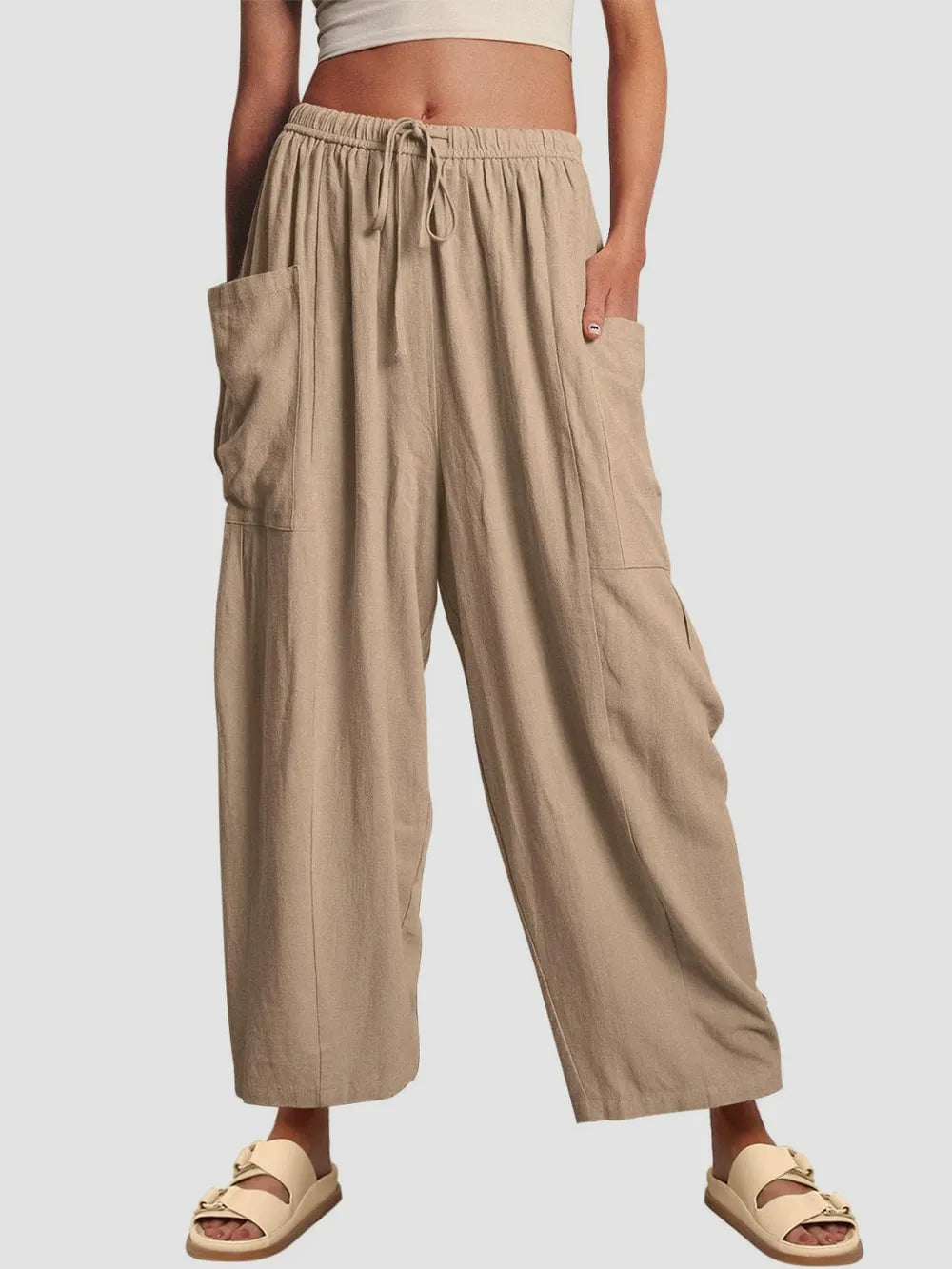 Full Size Wide Leg Pants with Pockets - Premium Women Pants from Trendsi - Just $42.99! Shop now at Handbags Specialist Headquarter