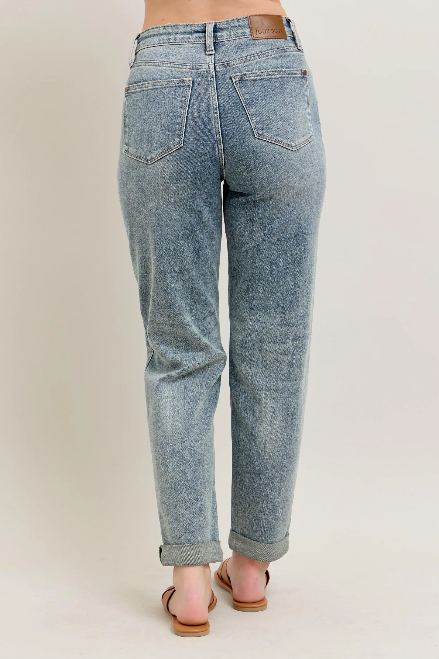 Judy Blue Full Size Hw Vintage Wash Double Roll Cuff Bf Jeans Plus Size - Premium Women / Jeans & Denim from Trendsi - Just $65.99! Shop now at Handbags Specialist Headquarter