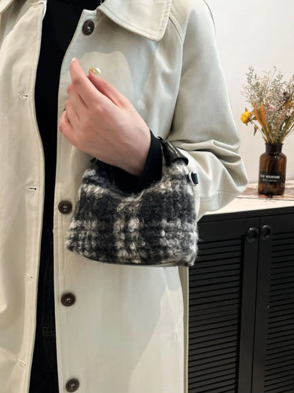 Fuzzy Polyester Mini Handbag with Zipper - Premium Tote Bag from Trendsi - Just $39.99! Shop now at Handbags Specialist Headquarter