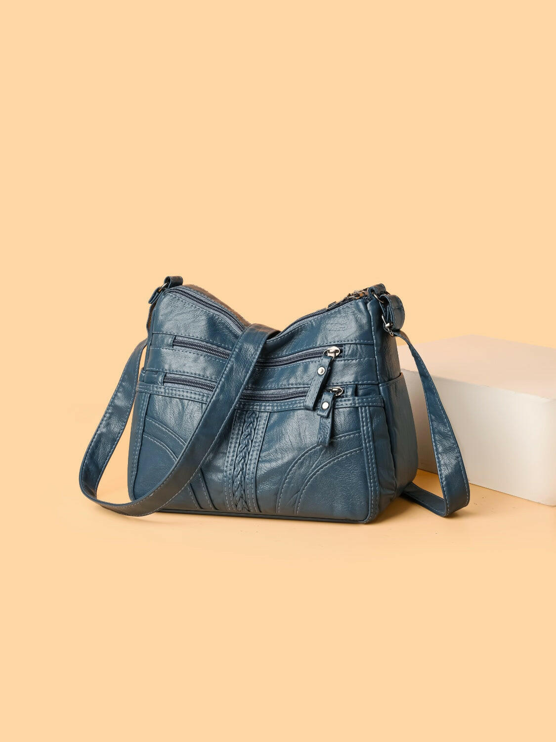 PU Leather Adjustable Strap Shoulder Bag - Premium Shoulder Bags from Trendsi - Just $23.60! Shop now at Handbags Specialist Headquarter