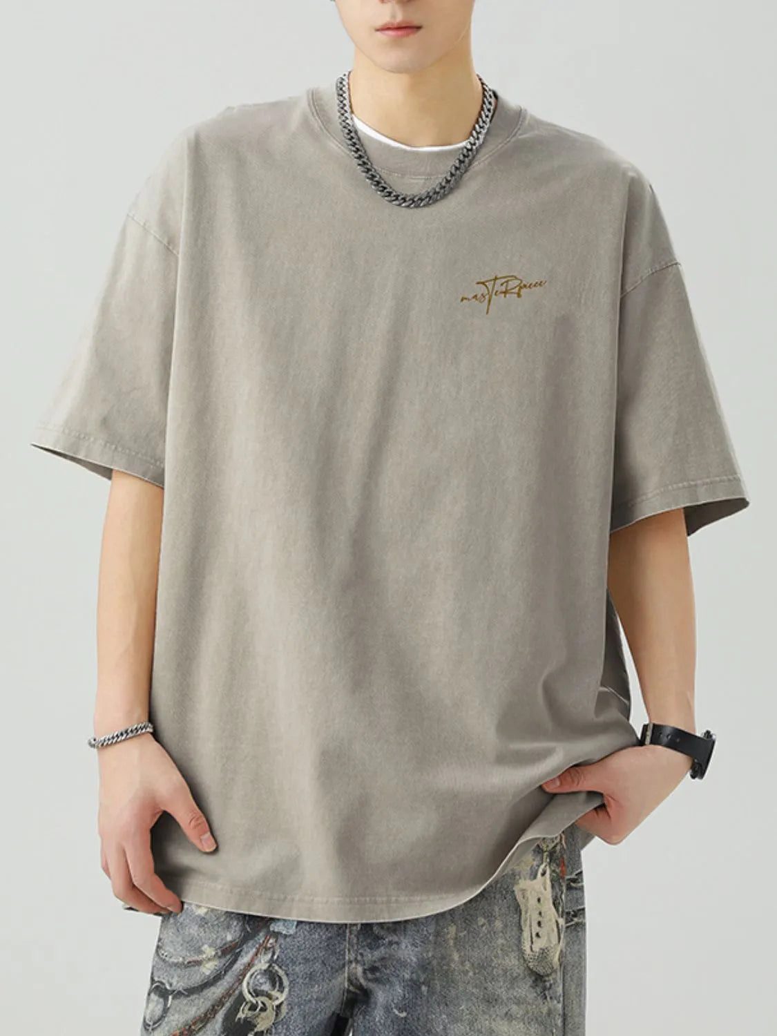 Men's Plus Size Round Neck Letter Graphic T-Shirt - Premium Men's T-Shirt from Trendsi - Just $27.99! Shop now at Handbags Specialist Headquarter