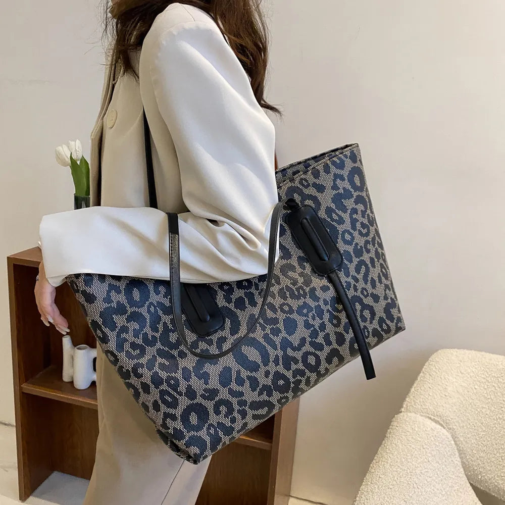 PU Leather Leopard Tote Bag - Premium Tote Bag from Trendsi - Just $39.99! Shop now at Handbags Specialist Headquarter