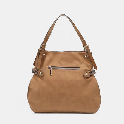 Nicole Lee USA Side Braided Tassel Inlaid Rhinestone Embroidery Hobo Bag - Premium Tote Bag from Trendsi - Just $70.99! Shop now at Handbags Specialist Headquarter