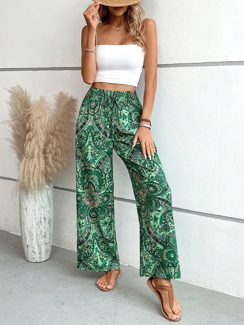 Printed Wide Leg Pants - Premium Women Pants from Trendsi - Just $27.99! Shop now at Handbags Specialist Headquarter