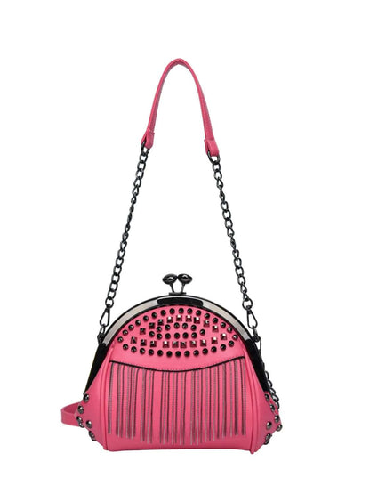 Studded Fringe Crossbody Bag - Premium Crossbody Bag from Trendsi - Just $41.99! Shop now at Handbags Specialist Headquarter