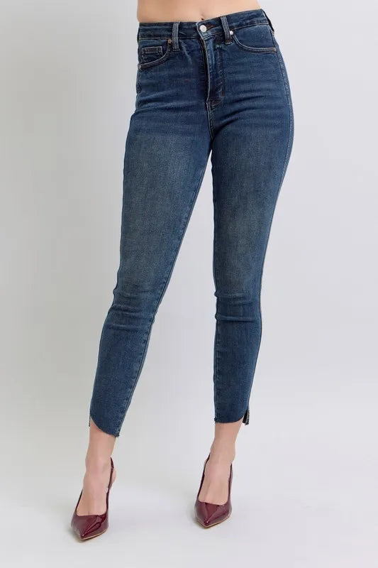 Judy Blue Full Size High Waist Tummy Control Step Hem Skinny Jeans Plus Size - Premium Women / Jeans & Denim from Trendsi - Just $61.99! Shop now at Handbags Specialist Headquarter
