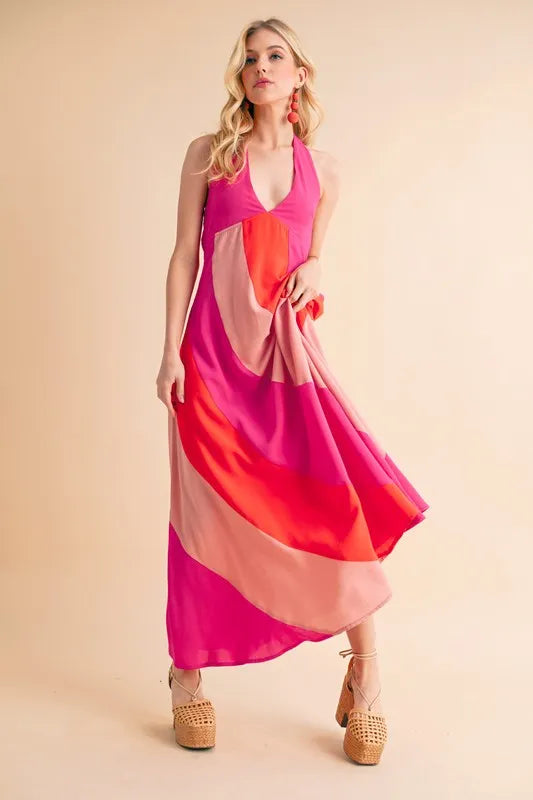 Aemi+Co Color Block Sleeveless Maxi Dress - Premium Maxi Dress from Trendsi - Just $57.99! Shop now at Handbags Specialist Headquarter