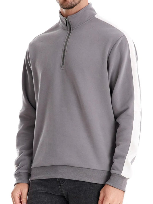 Men's Contrast Striped Long Sleeve Sweatshirt - Premium Men's Sweatshirts from Trendsi - Just $44.54! Shop now at Handbags Specialist Headquarter