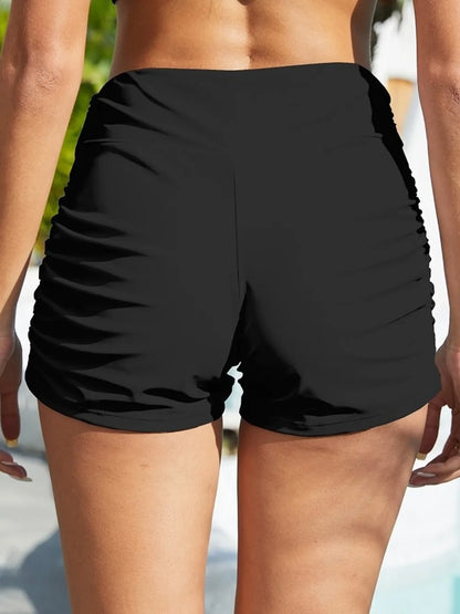 FAM-FAM Ruched Mid-Rise Waist Swim Shorts - Premium  from Trendsi - Just $26.99! Shop now at Handbags Specialist Headquarter