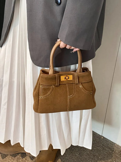Suede Adjustable Strap Double-Use Handbag - Premium handbags from Trendsi - Just $30.99! Shop now at Handbags Specialist Headquarter