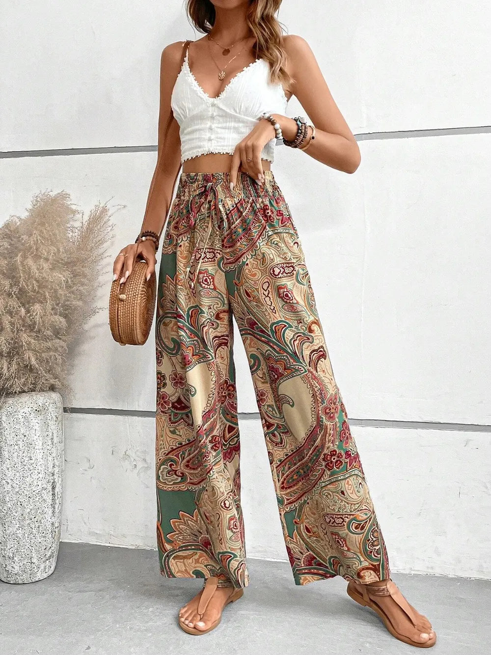 Printed Wide Leg Pants - Premium Women Pants from Trendsi - Just $27.99! Shop now at Handbags Specialist Headquarter