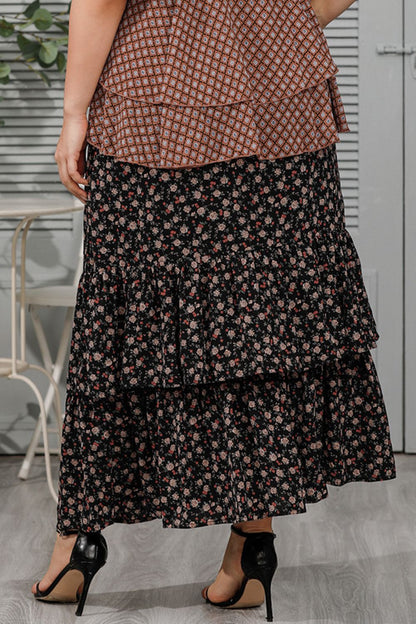 Plus Size Ditsy Floral Layered Maxi Skirt - Premium  from Trendsi - Just $36.99! Shop now at Handbags Specialist Headquarter