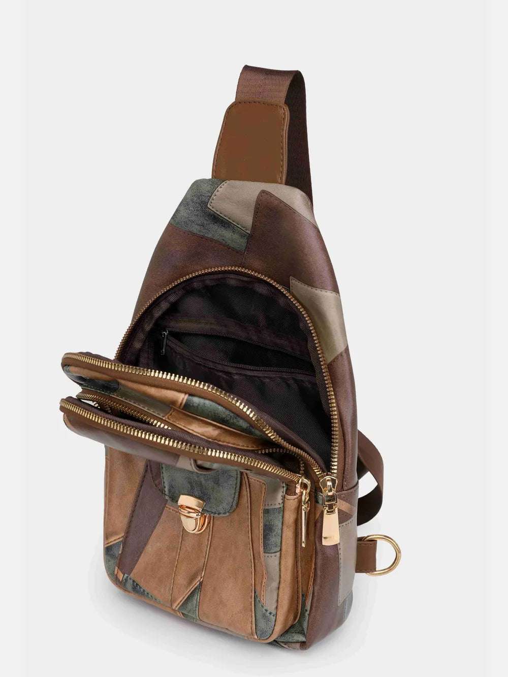 PU Leather Color Block Crossbody Bag - Premium Crossbody Bag from Trendsi - Just $29.99! Shop now at Handbags Specialist Headquarter