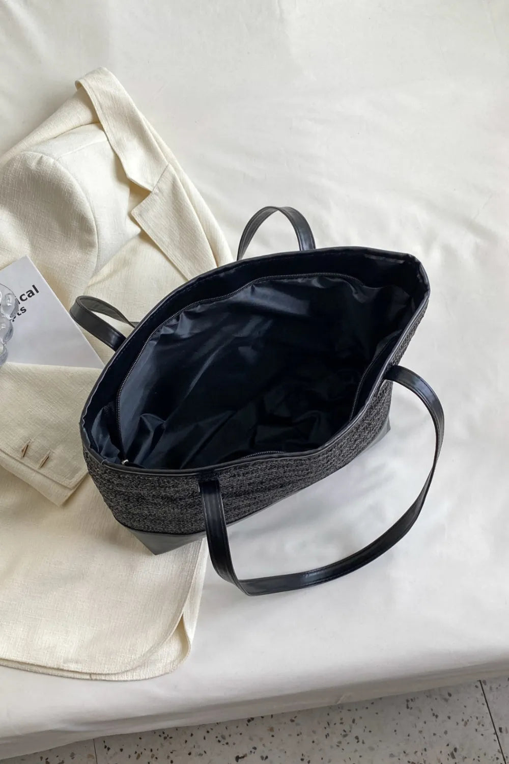 PU Leather Straps Large Tote Bag - Premium Tote Bag from Trendsi - Just $39.99! Shop now at Handbags Specialist Headquarter