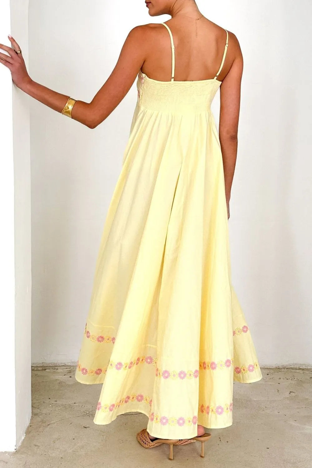 Floral Embroidered Spaghetti Strap Maxi Dress - Premium Maxi Dress from Trendsi - Just $47.99! Shop now at Handbags Specialist Headquarter