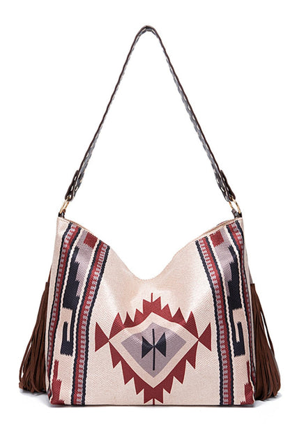 Geometric Canvas Tote Bag - Premium Tote Bag from Trendsi - Just $48.99! Shop now at Handbags Specialist Headquarter