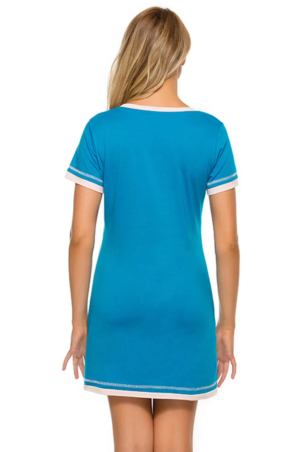 Contrast Trim Short Sleeve Lounge Dress - Premium Sleepwear from Trendsi - Just $26! Shop now at Handbags Specialist Headquarter