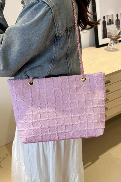 Polyester Texture Chain Tote bag - Premium Tote Bag from Trendsi - Just $39.99! Shop now at Handbags Specialist Headquarter