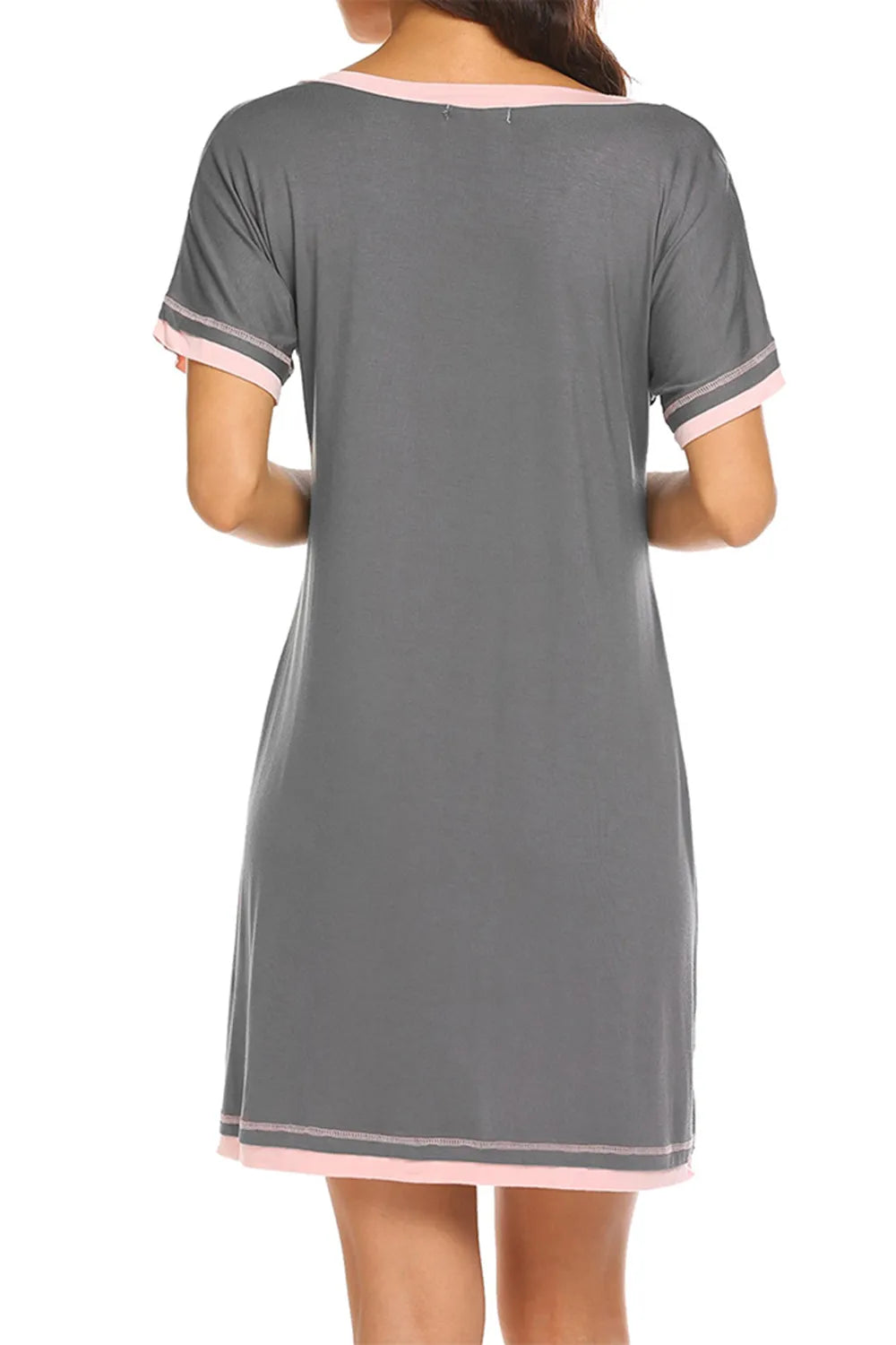 Contrast Trim Short Sleeve Lounge Dress - Premium Sleepwear from Trendsi - Just $26! Shop now at Handbags Specialist Headquarter