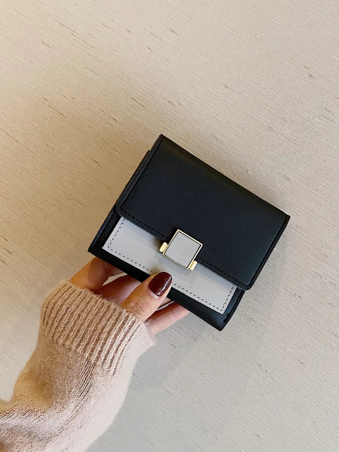 Contrast PU Leather Wallet - Premium Wallet from Trendsi - Just $19.99! Shop now at Handbags Specialist Headquarter