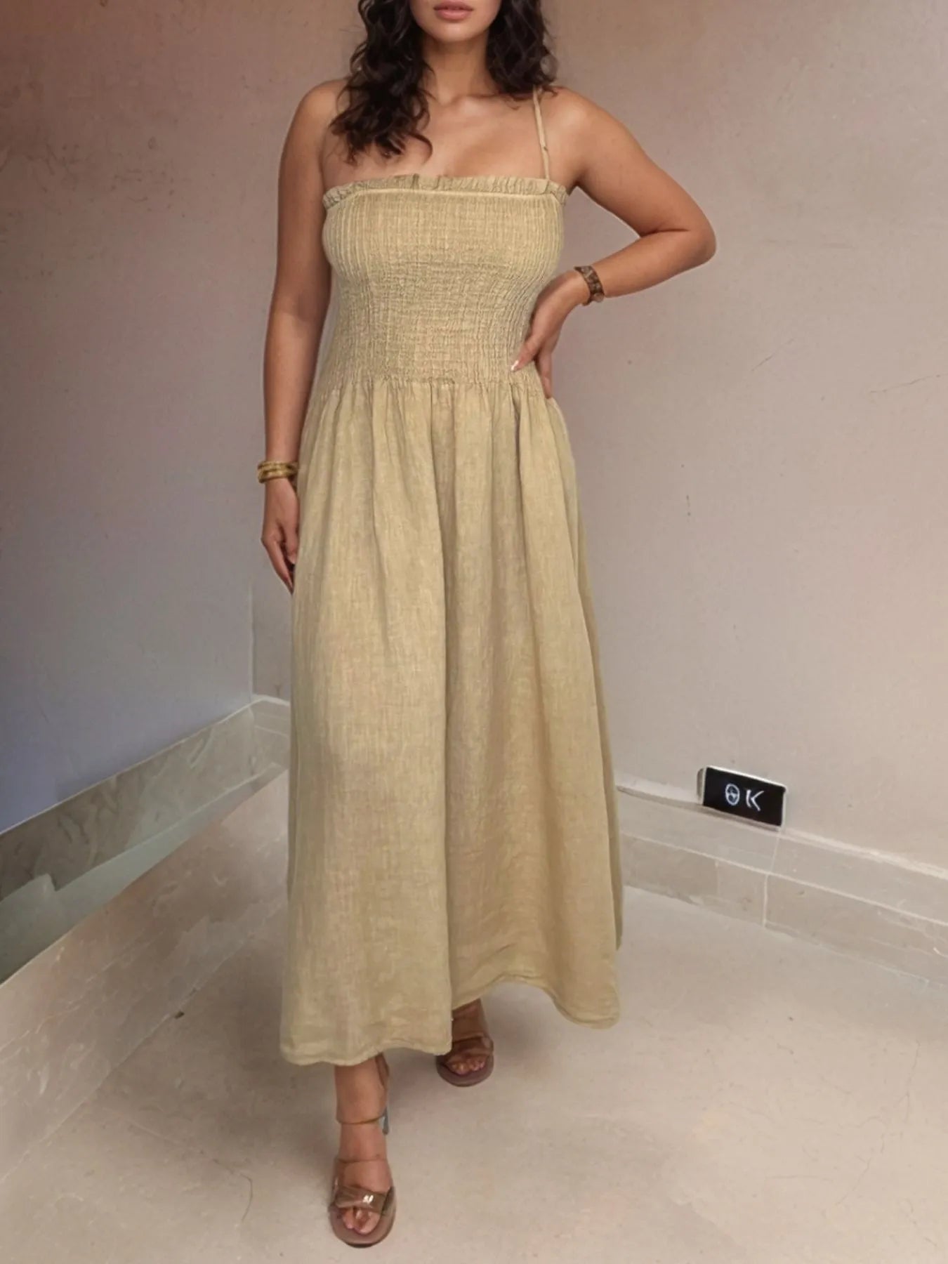 Full Size Smocked Cami Dress and Jacket Set Plus Size - Premium Dresses from Trendsi - Just $48.99! Shop now at Handbags Specialist Headquarter