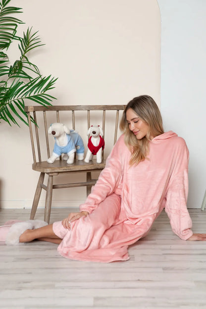 Double Take Full Size Pocketed Hooded Midi Lounge Dress - Premium Sleepwear from Trendsi - Just $44.66! Shop now at Handbags Specialist Headquarter