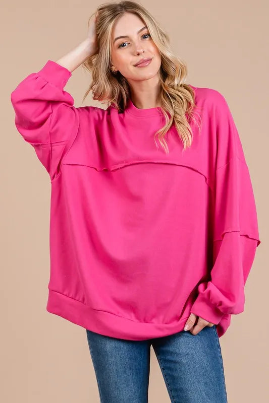 Ces Femme Exposed Seam Long Sleeve Sweatshirt - Premium Men's Sweatshirts from Trendsi - Just $47.90! Shop now at Handbags Specialist Headquarter