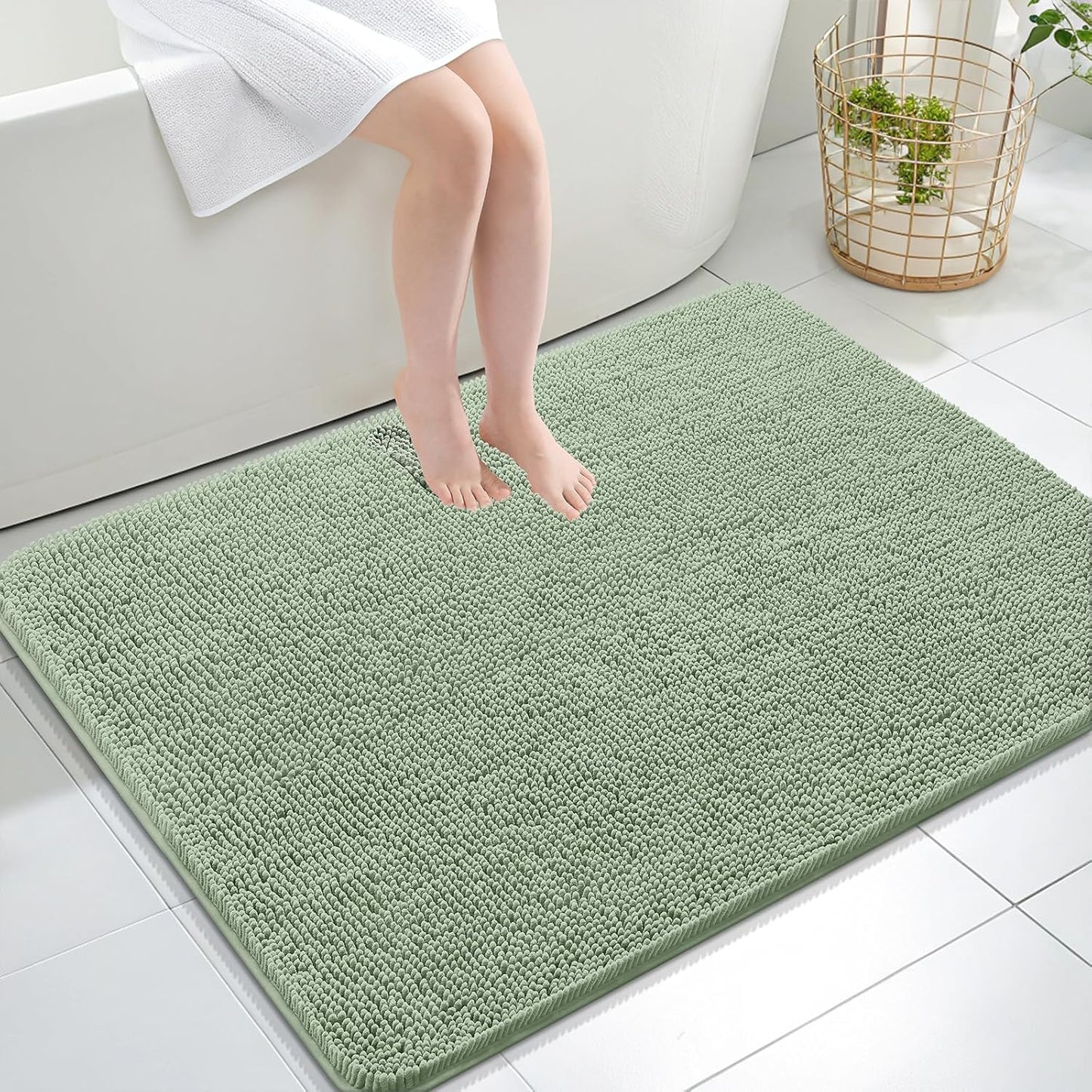 OLANLY Luxe Chenille Bath Mat - Quick Dry & Soft