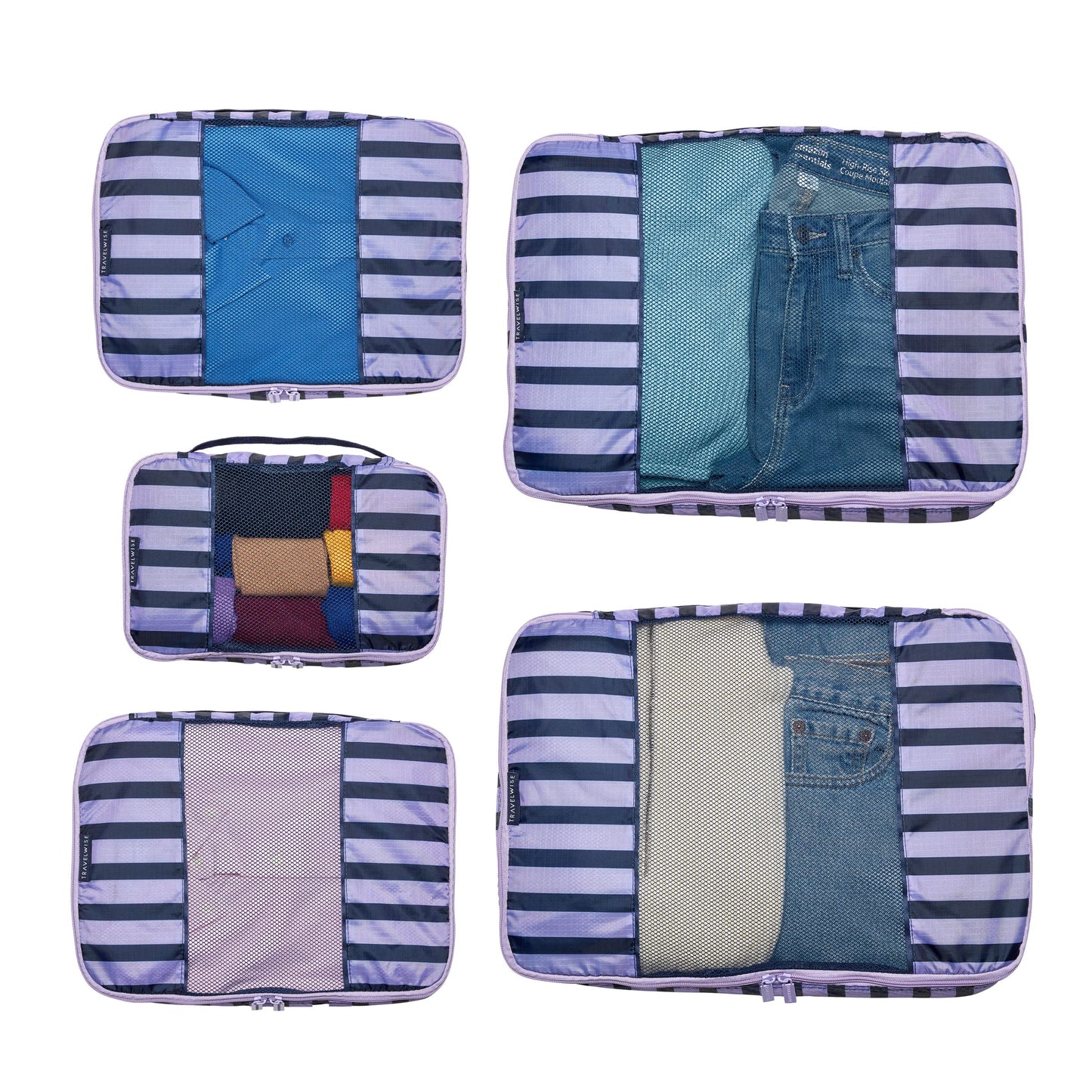 TravelWise Weekender Packing Cube Set - Silver 5-Piece