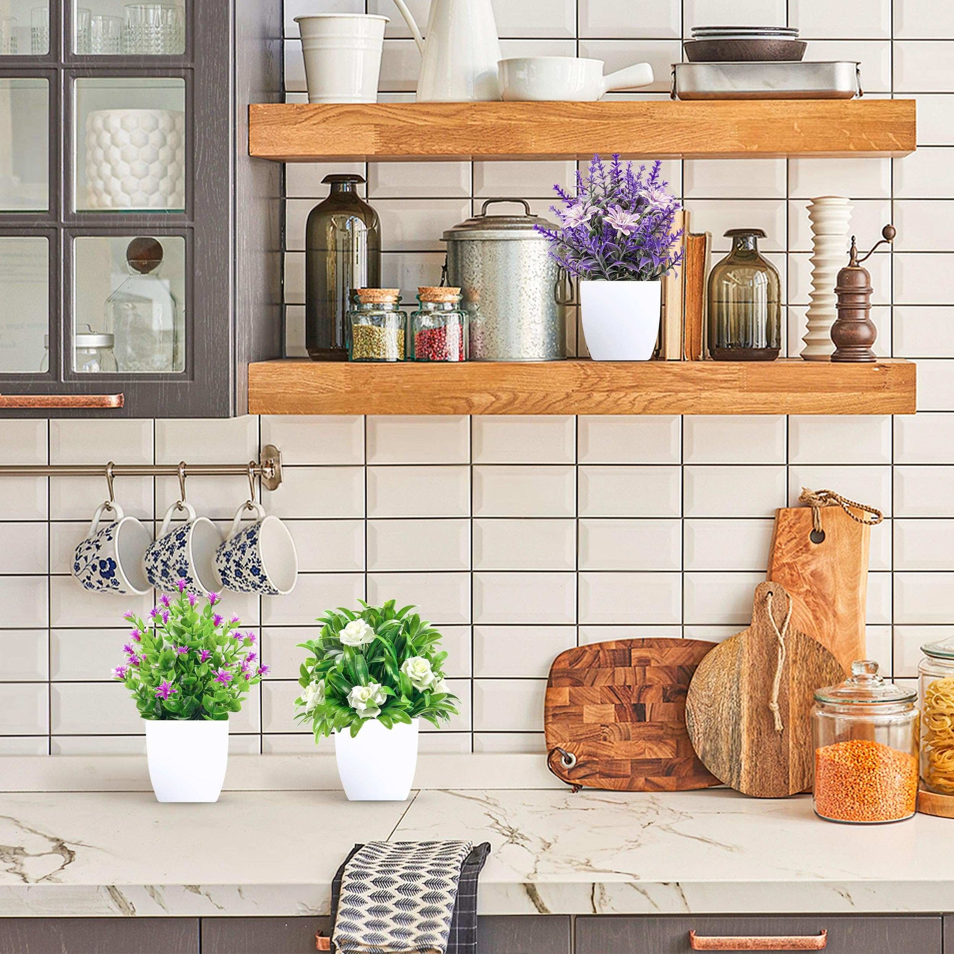 Rose Mini Potted Faux Plants - 2 Pack Decor