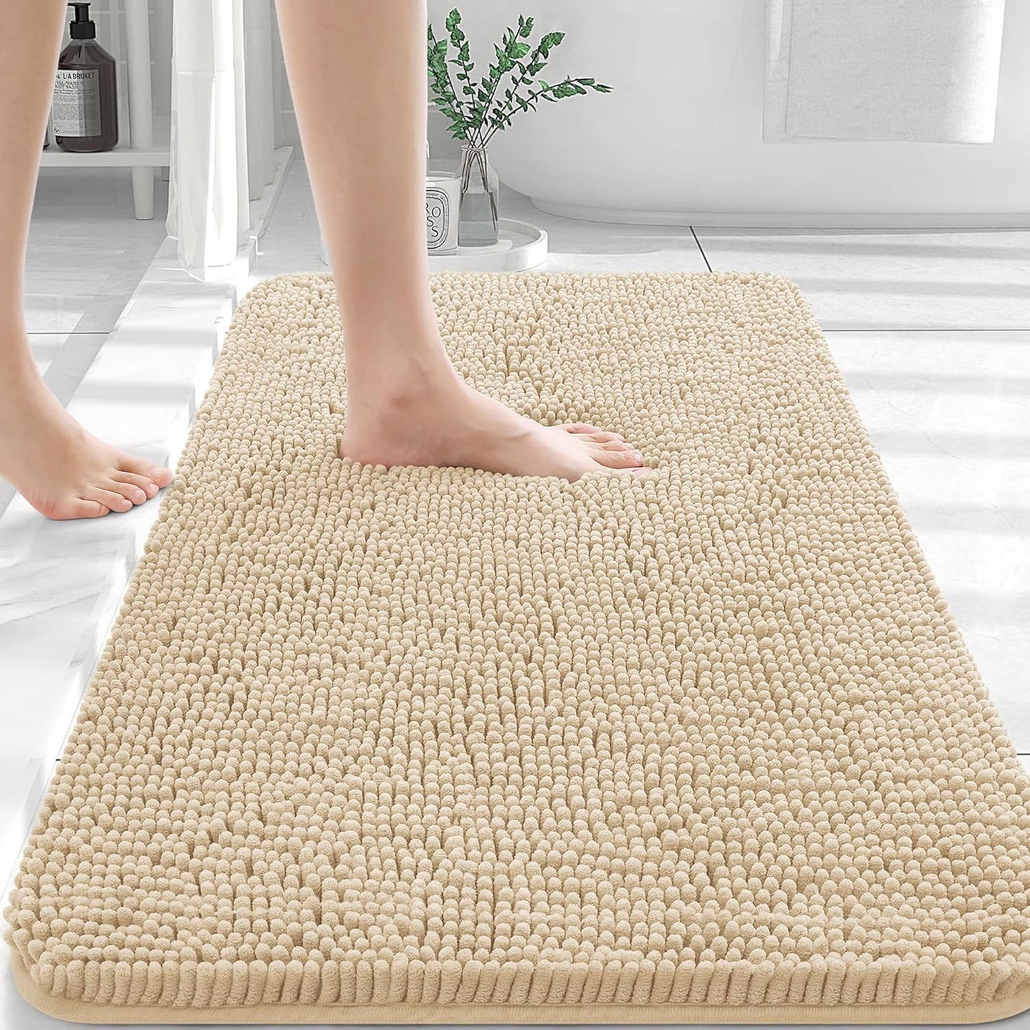 OLANLY Luxe Chenille Bath Mat - Quick Dry & Soft