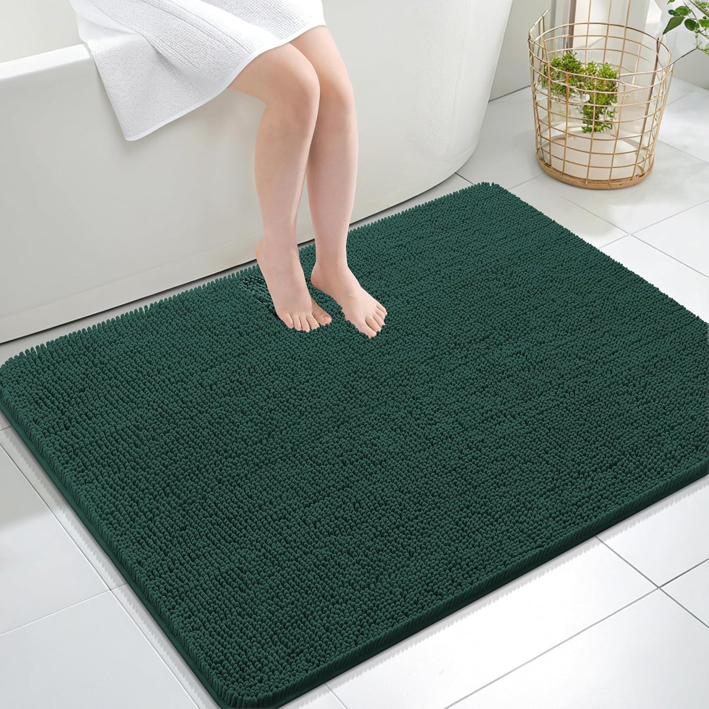 OLANLY Luxe Chenille Bath Mat - Quick Dry & Soft