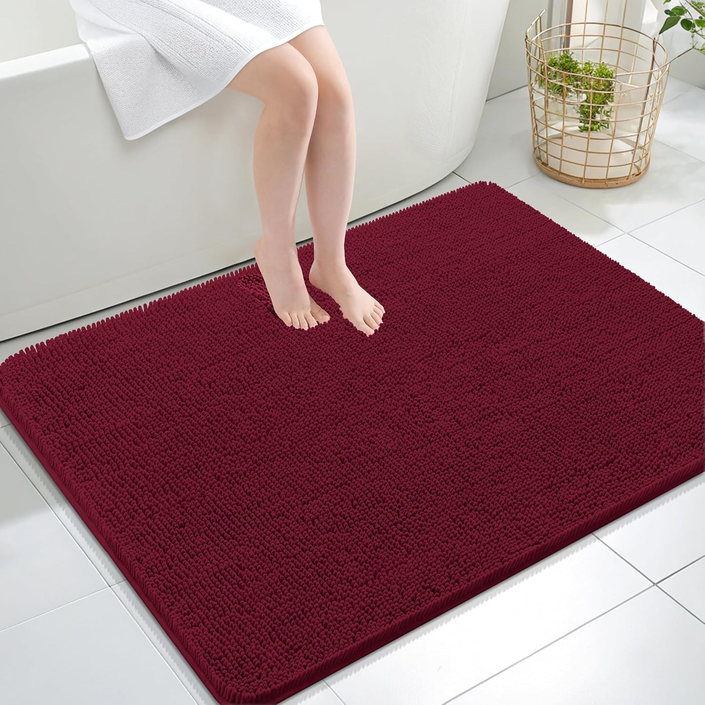 OLANLY Luxe Chenille Bath Mat - Quick Dry & Soft