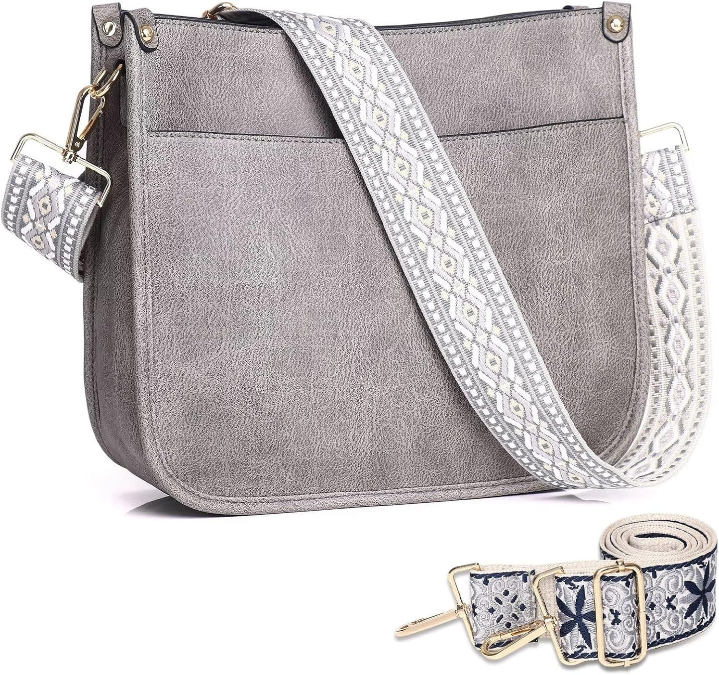 AUYOCO Chic Vegan Leather Crossbody Bag with Strap